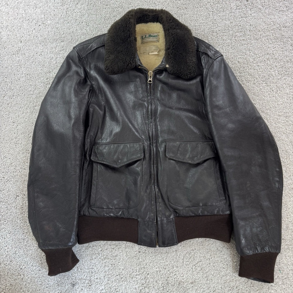 LL Bean G-1 Goatskin Flight Jacket 40 Lambskin Mouton Wool Flying Tiger Vintage